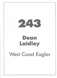 1990 Select AFL Stickers #243 Dean Laidley Back